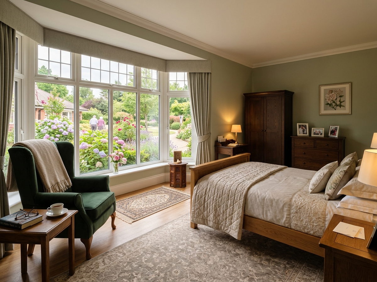 Illustration of a comfortable, light-filled residential bedroom